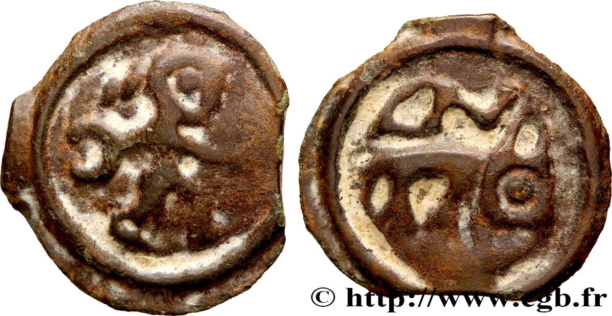 GALLIEN - BELGICA - REMI (Region die Reims) Potin au guerrier courant fSS