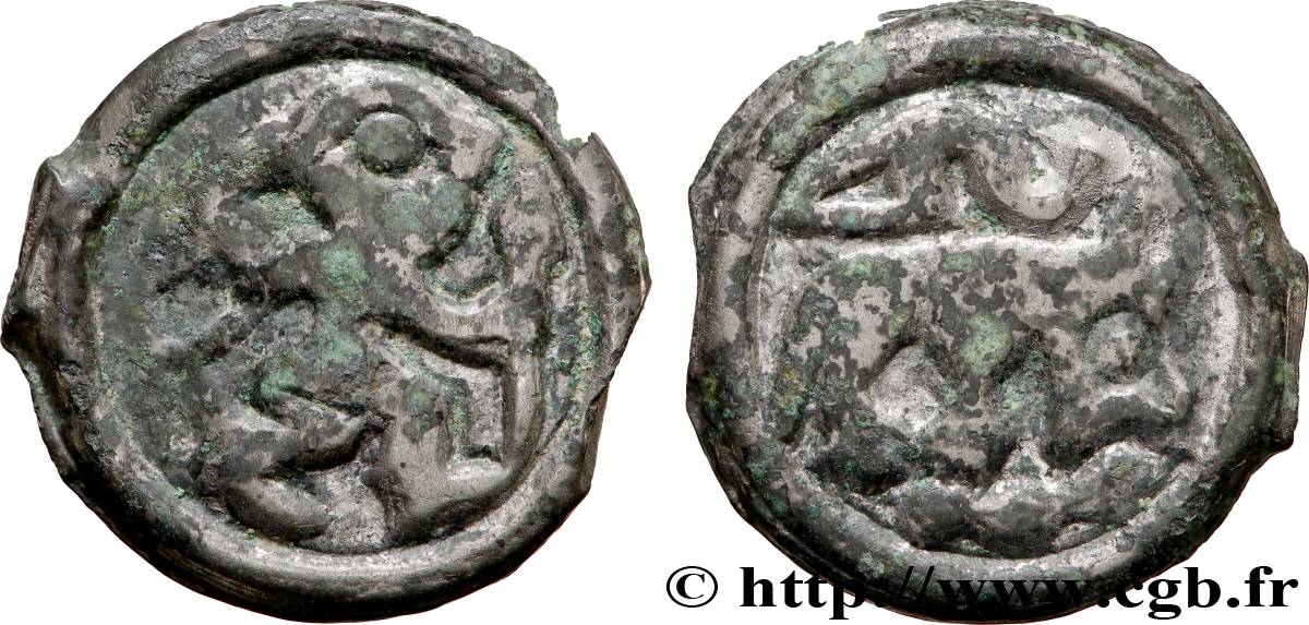 GALLIEN - BELGICA - REMI (Region die Reims) Potin au guerrier courant fSS