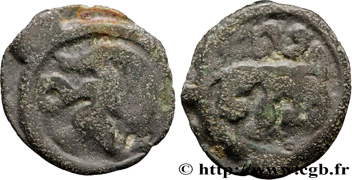 GALLIEN - BELGICA - REMI (Region die Reims) Potin au guerrier courant S