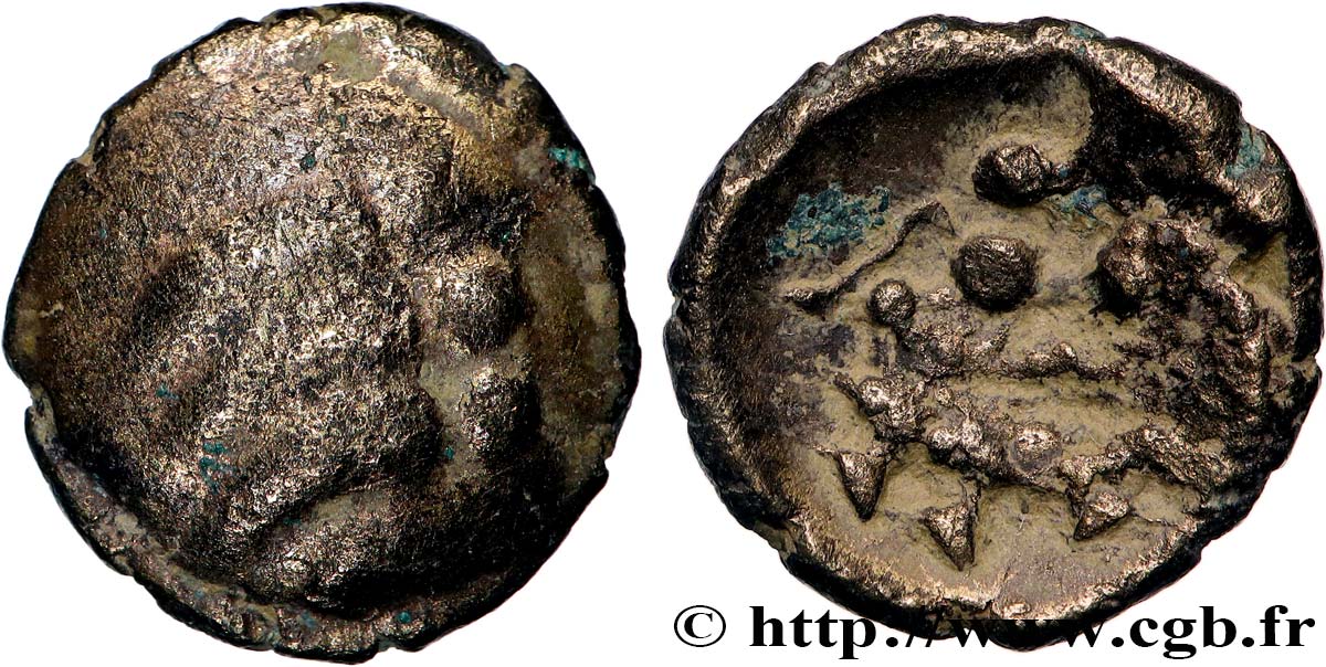 RÈMES (Région de Reims) Quart de statère “aux segments de cercles”, à l’esse TB+
