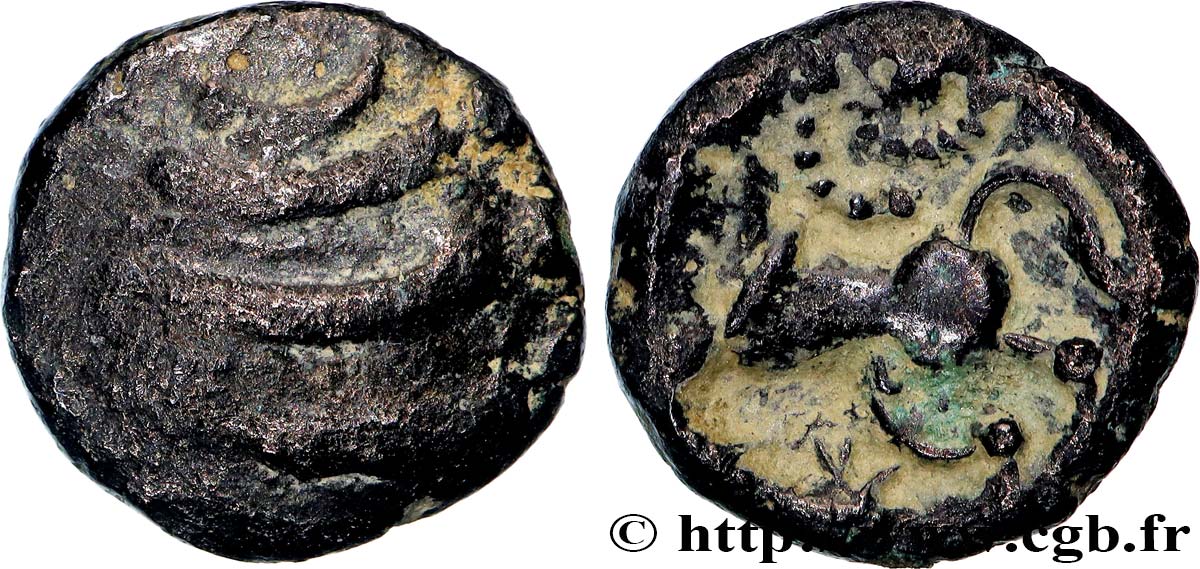 GALLIA BELGICA - REMI (Area of Reims) Quart de statère “aux segments de cercles”, cheval à gauche, en bas électrum VF