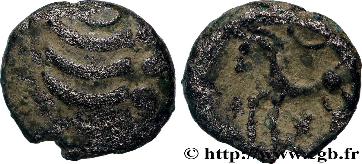 RÈMES (Région de Reims) Quart de statère “aux segments de cercles”, cheval à gauche TB+