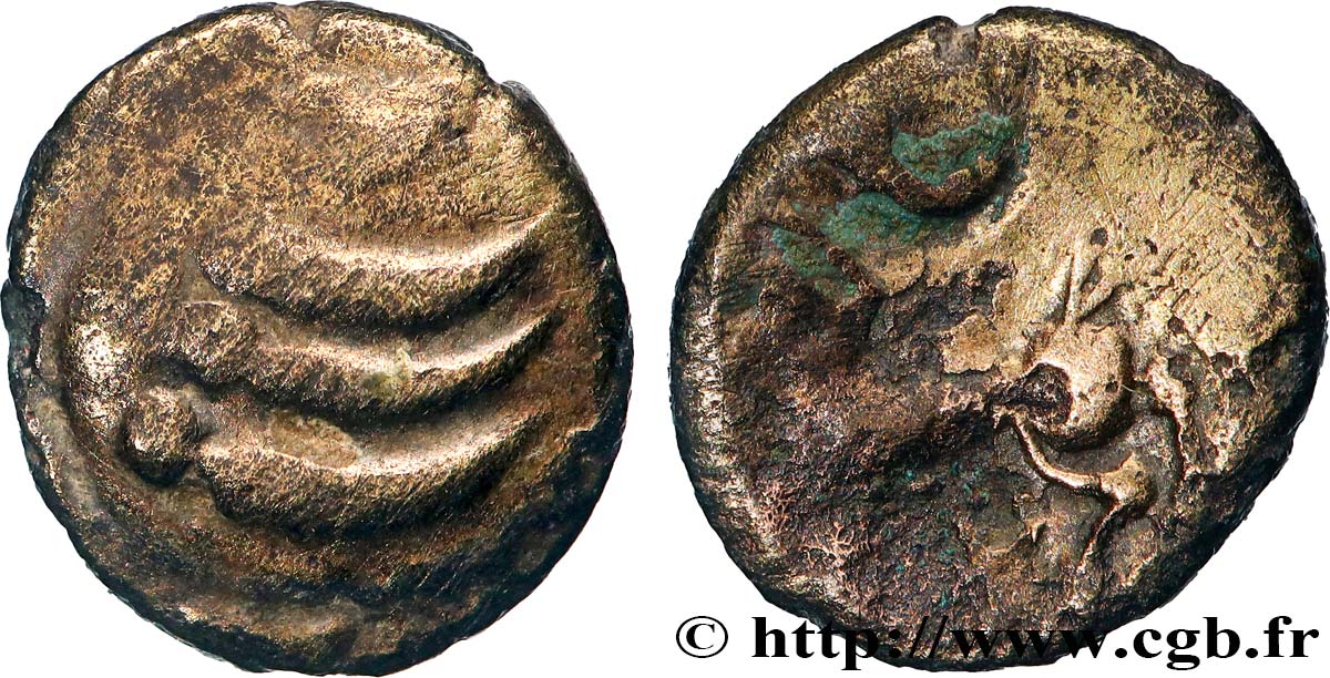 RÈMES (Région de Reims) Quart de statère “aux segments de cercles”, cheval à gauche TB+