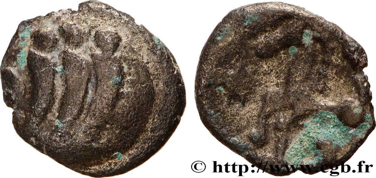 RÈMES (Région de Reims) Quart de statère “aux segments de cercles”, cheval à gauche TB+