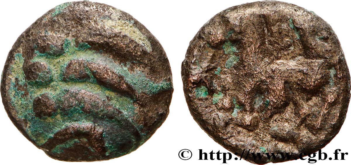 GALLIA BELGICA - REMI (Area of Reims) Quart de statère “aux segments de cercles”, cheval à gauche VF
