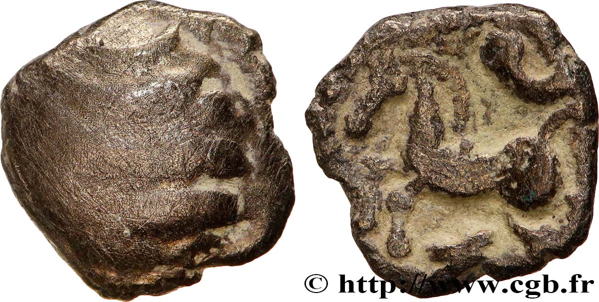 RÈMES (Région de Reims) Quart de statère “aux segments de cercles”, cheval à gauche TB+