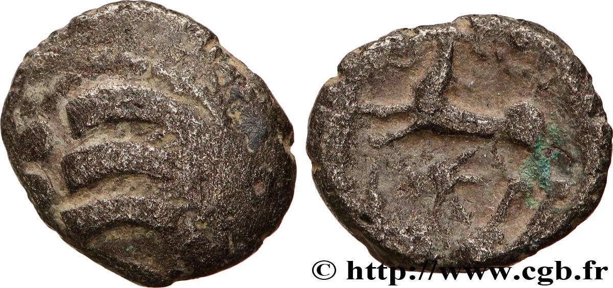 GALLIA BELGICA - REMI (Regione di Reims) Quart de statère “aux segments de cercles”, cheval à gauche q.BB