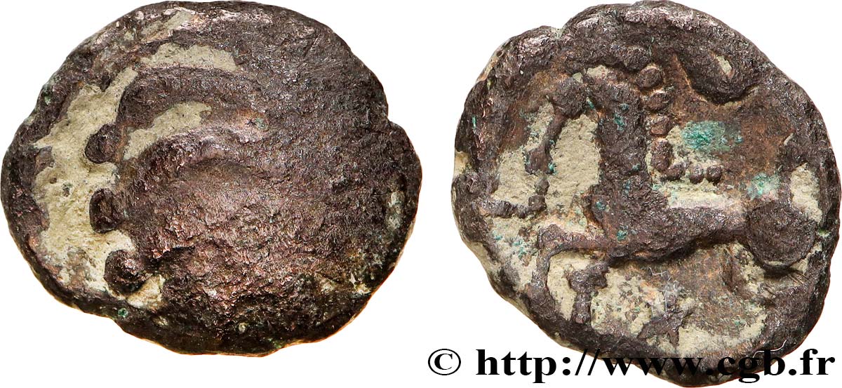 GALLIA BELGICA - REMI (Area of Reims) Quart de statère “aux segments de cercles”, cheval à gauche VF