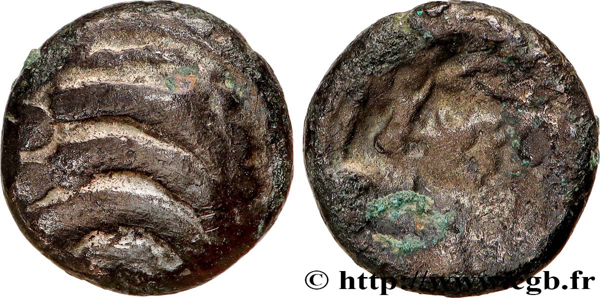 GALLIEN - BELGICA - REMI (Region die Reims) Quart de statère “aux segments de cercles”, cheval à gauche fSS/S