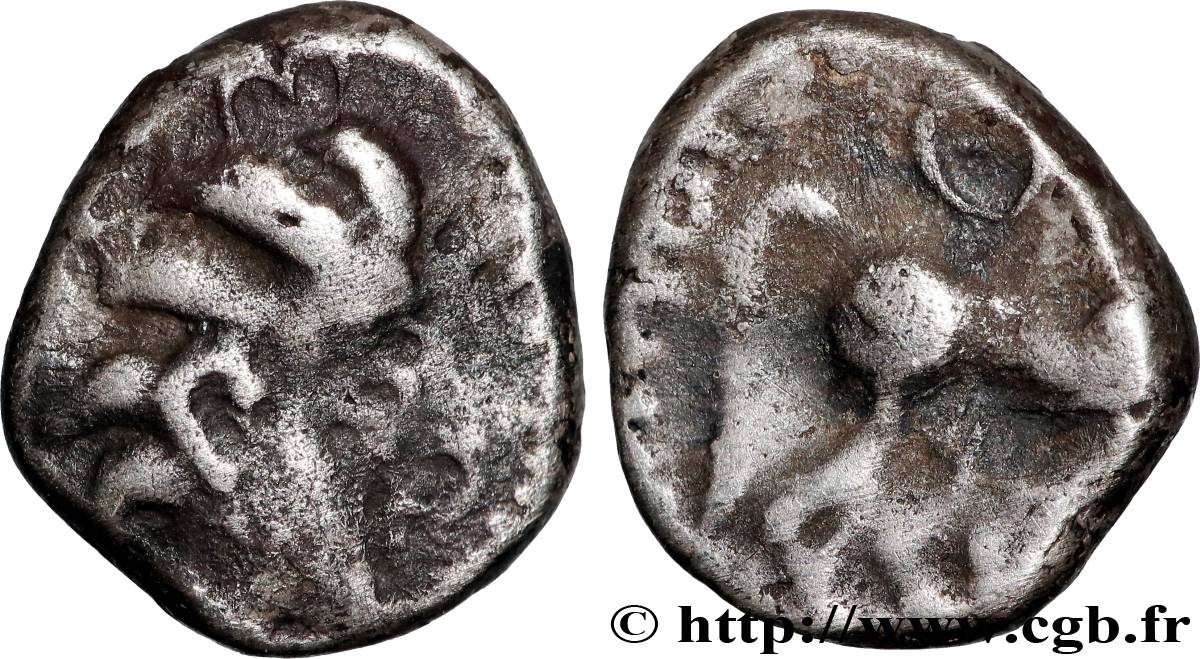 GALLIA - GALLIA DEL NORTE -ÆDUI (BIBRACTE, Región del Mont-Beuvray) Denier à la lyre BC+