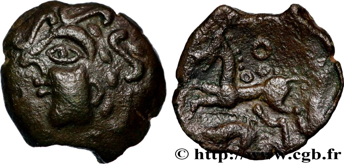 GALLIA - AULERCI EBUROVICES (Area of Évreux) Bronze au cheval et au sanglier AU/XF