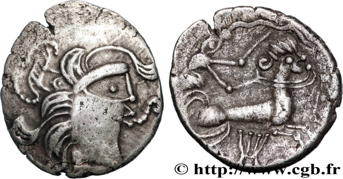 GALLIA - BAÏOCASSES (Area of Bayeux) Statère d’argent au sanglier et à la lyre AU/AU