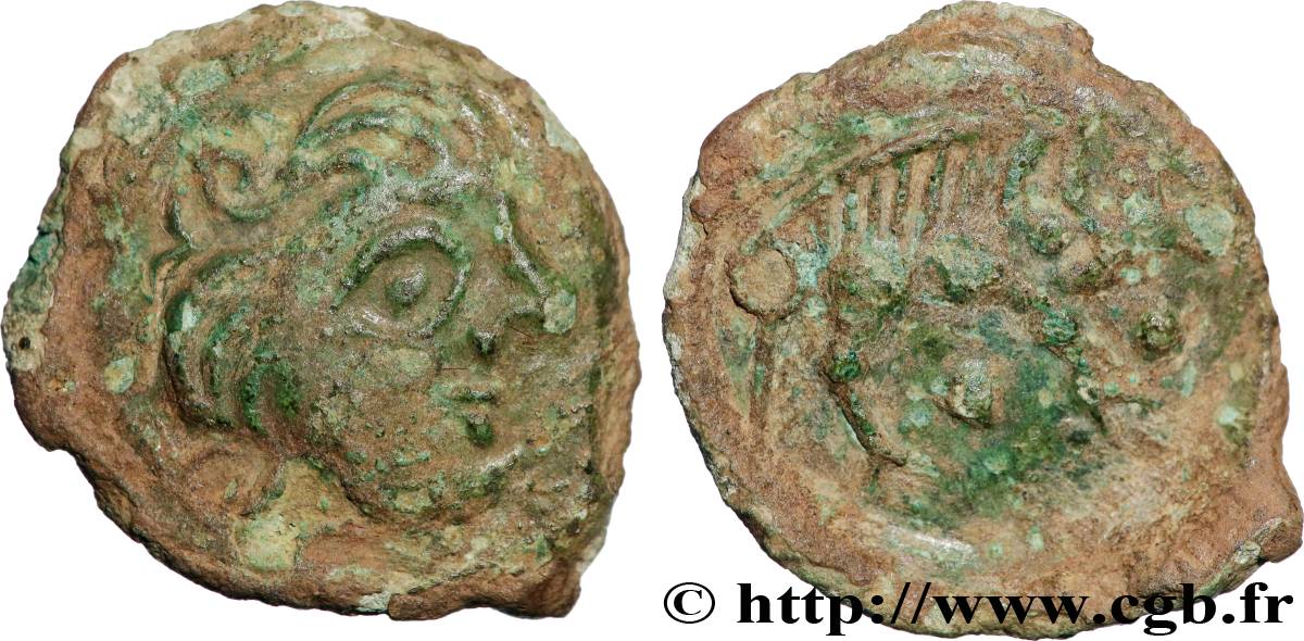 VÉLIOCASSES, Incertaines Bronze au sanglier, hybride à la tête armoricaine, DT. 663 TTB