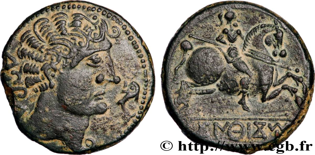 HISPANIA - KONTERBIA KARBIKA - SEGOBIRIGA (Province of Cuenca - Segobriga) Unité de bronze au cavalier ou as AU