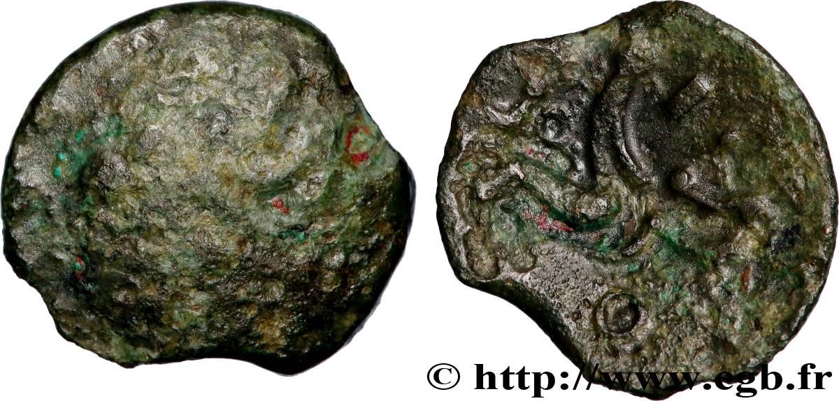 GALLIA - AULERCI EBUROVICES (Area of Évreux) Bronze au cheval, dérivé de types belges VG/VF