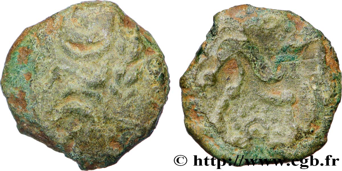 GALLIA - AULERCI EBUROVICES (Area of Évreux) Bronze au cheval, dérivé de types belges VF