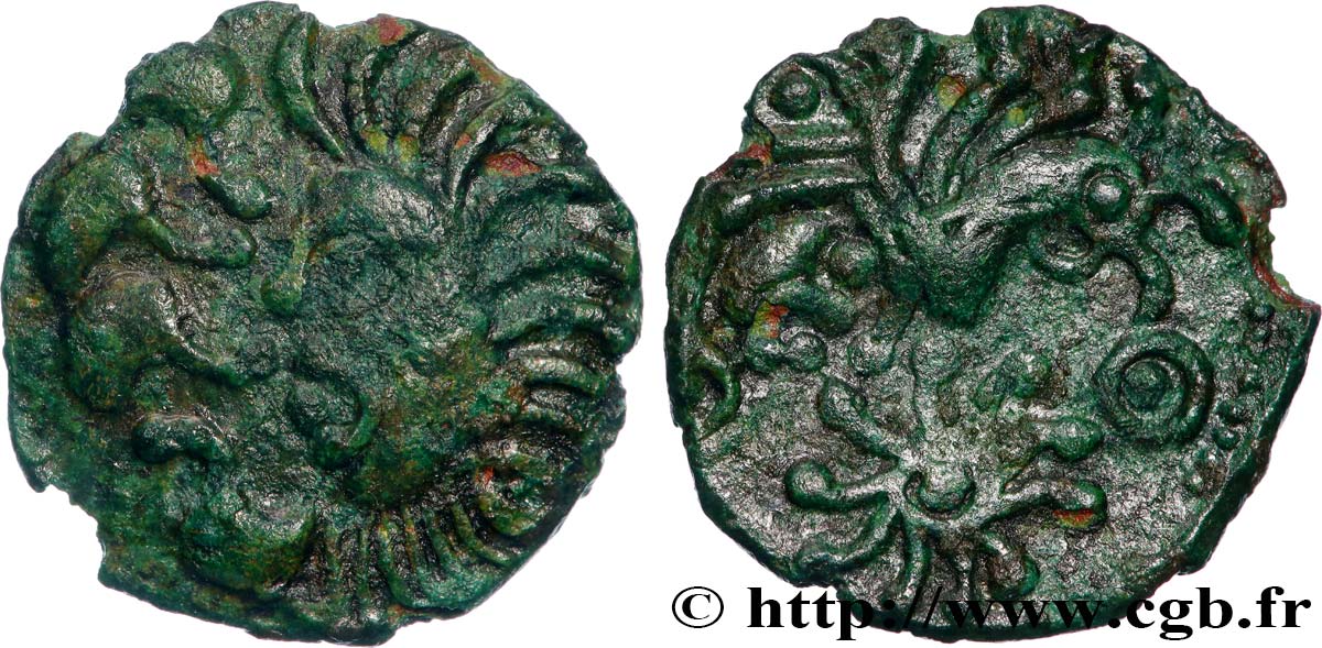BELLOVAQUES (Région de Beauvais) Bronze au coq à tête humaine TTB+