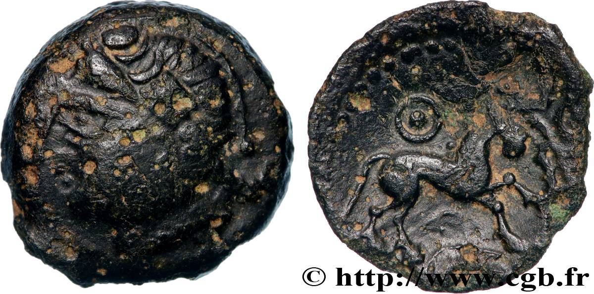 GALLIA - CARNUTES (Beauce area) Bronze au cheval et au sanglier XF/VF