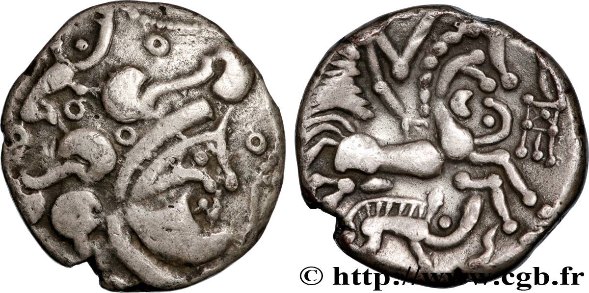 GALLIA - BAÏOCASSES (Regione di Bayeux) Statère d’argent au sanglier, “style géométrique” q.SPL