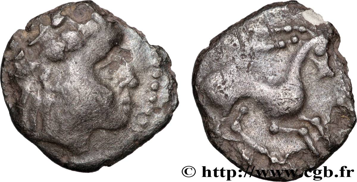 GALLIA - ALLOBROGES (Region di Dauphine) Denier au cervidé et à la roue, tête à droite BB/q.BB