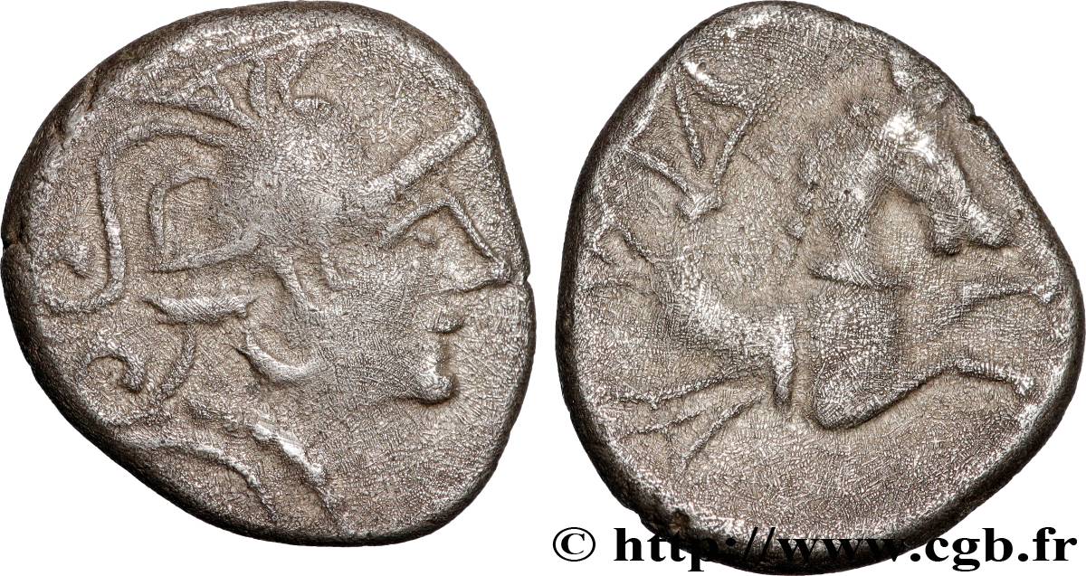 ALLOBROGES (Région du Dauphiné) Denier à l’hippocampe, tête à droite TTB+/TTB