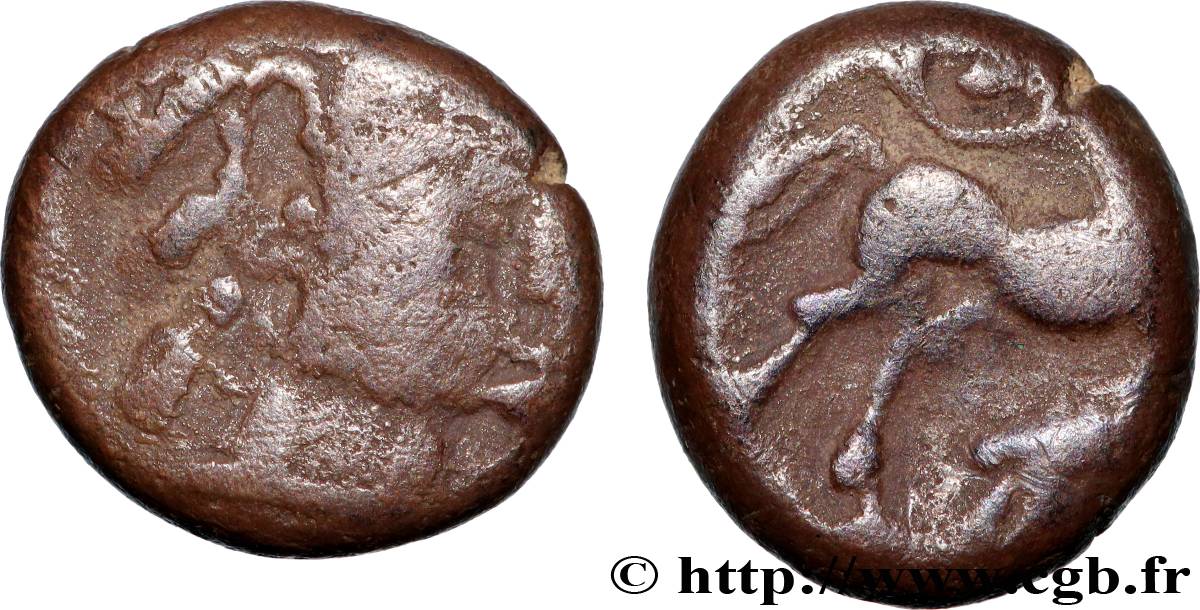 EDUENS, ÆDUI (BIBRACTE, Area of the Mont-Beuvray) Drachme au cheval et à l’ours VF