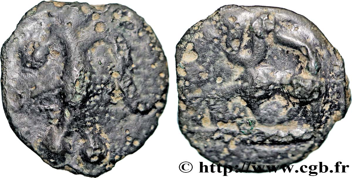 GALLIA - GALLIA DEL NORTE -ÆDUI (BIBRACTE, Región del Mont-Beuvray) Potin “au mannequin” et au taureau à gauche BC+