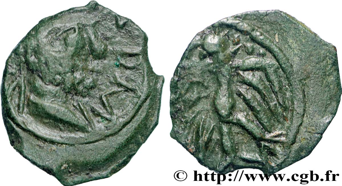 BELLOVAQUES (Région de Beauvais) Bronze épigraphe à l’aigle de face TTB+