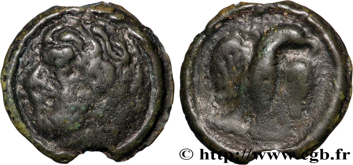 CARNUTES (Région de la Beauce) Potin à l’aigle de face, chevelure bouclée TTB