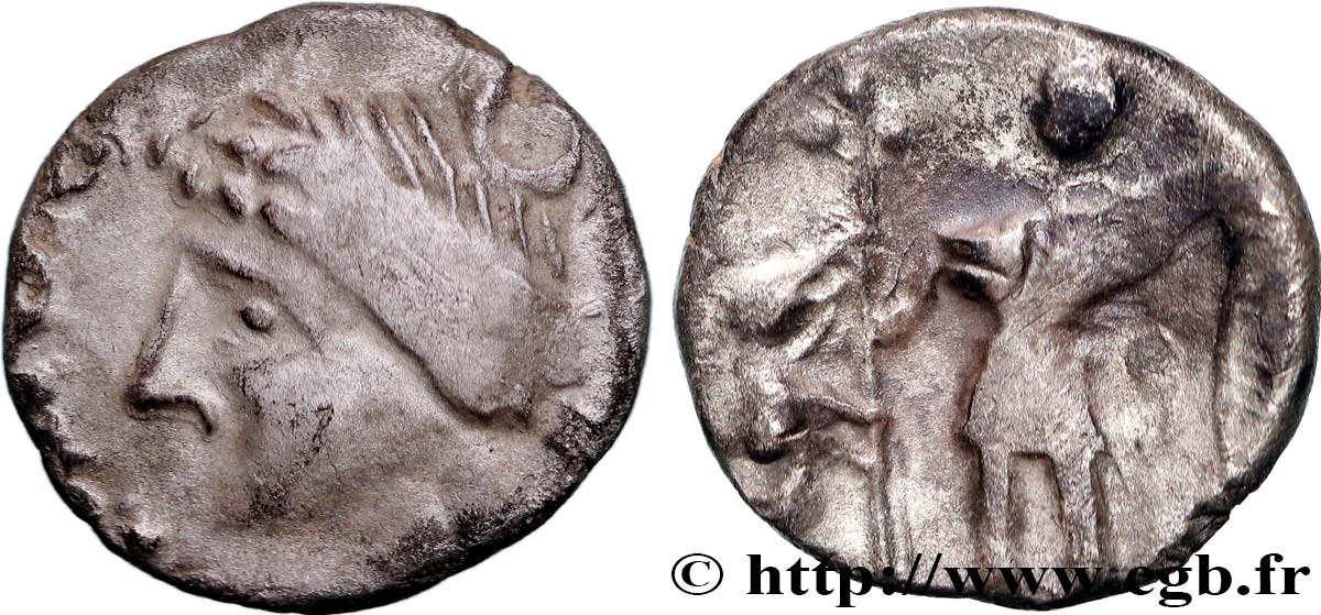GALLIA - ÆDUI (BIBRACTE, Area of the Mont-Beuvray) Denier LVCIOS, revers à l’esse XF