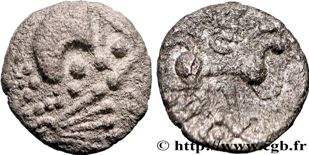 BAÏOCASSES (Région de Bayeux) Huitième de statère à la lyre, type de Jersey TTB+/TB+