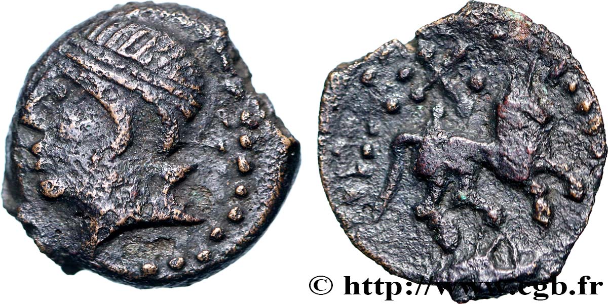 GALLIA - CARNUTES (Región de la Beauce) Bronze au cheval et au sanglier MBC