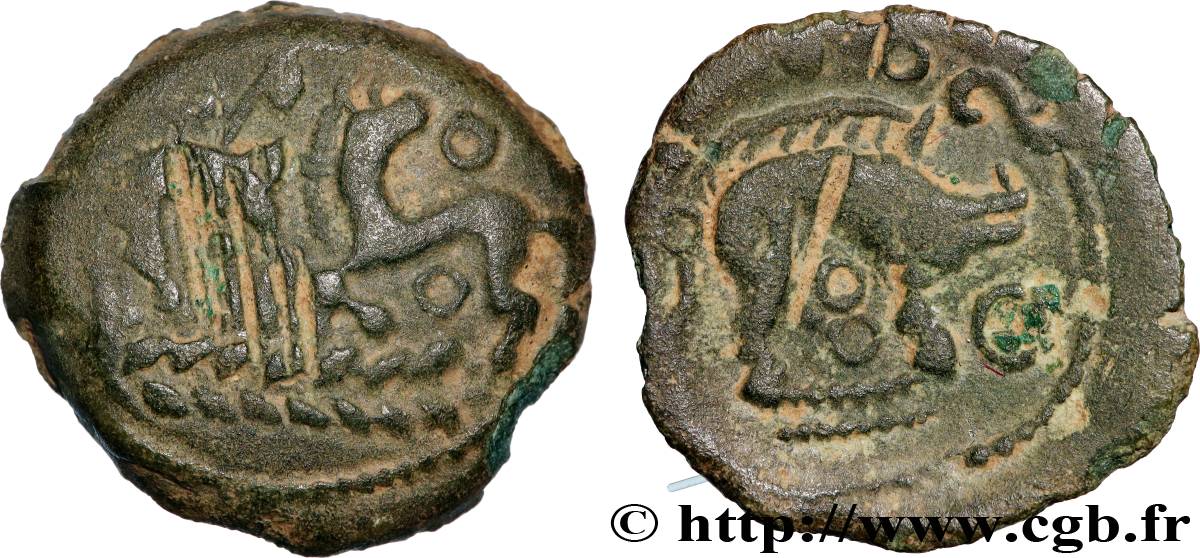 GALLIA - AULERCI EBUROVICES (Regione d Evreux) Bronze aux animaux affrontés BB