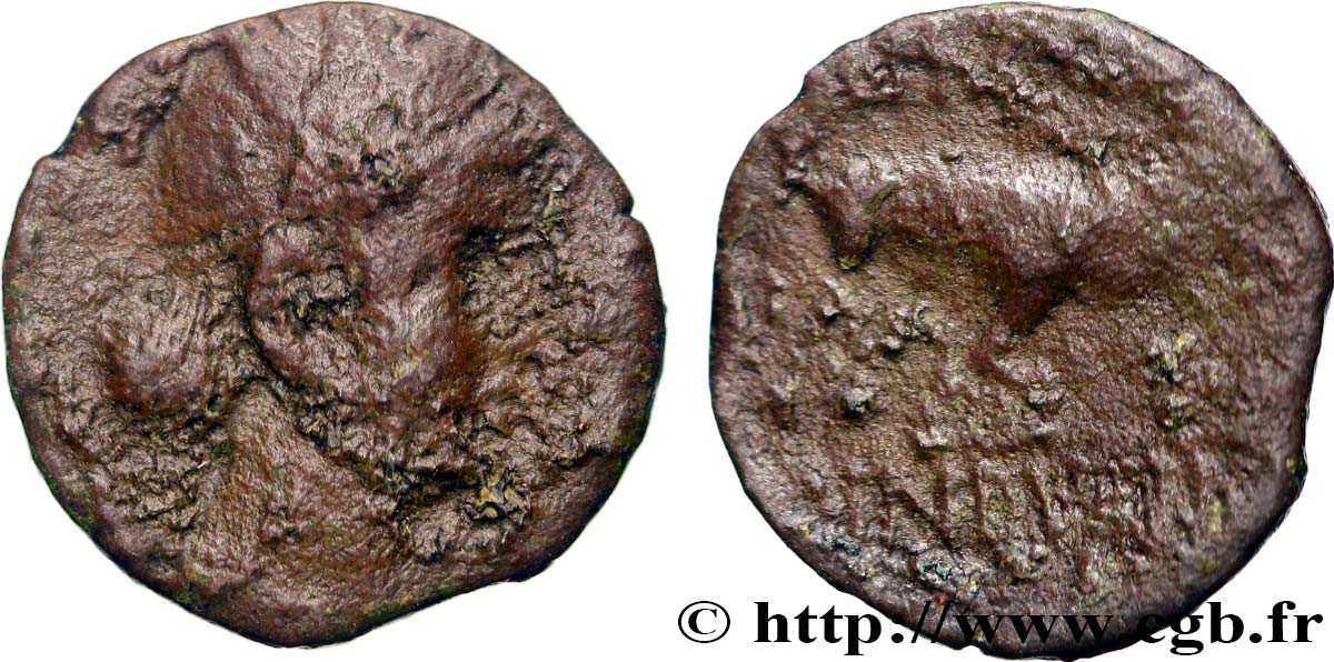 GALLIA BELGICA - REMI (Area of Reims) Bronze GERMANVS INDVTILLI au taureau (Quadrans) VF
