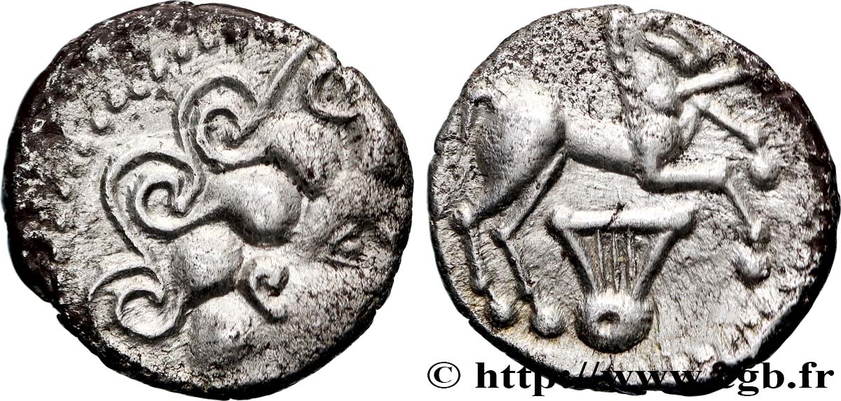EDUENS, ÆDUI (BIBRACTE, Area of the Mont-Beuvray) Denier à la lyre AU