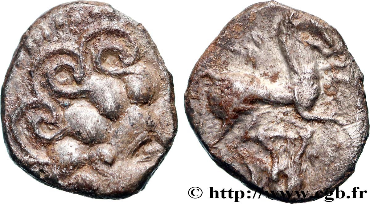 EDUENS, ÆDUI (BIBRACTE, Area of the Mont-Beuvray) Denier à la lyre XF