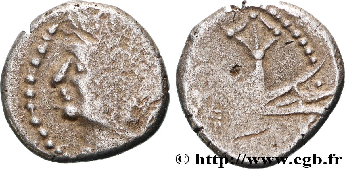 GALLIEN -ALLOBROGES (Region die Dauphine) Denier à l’hippocampe, tête à gauche SS