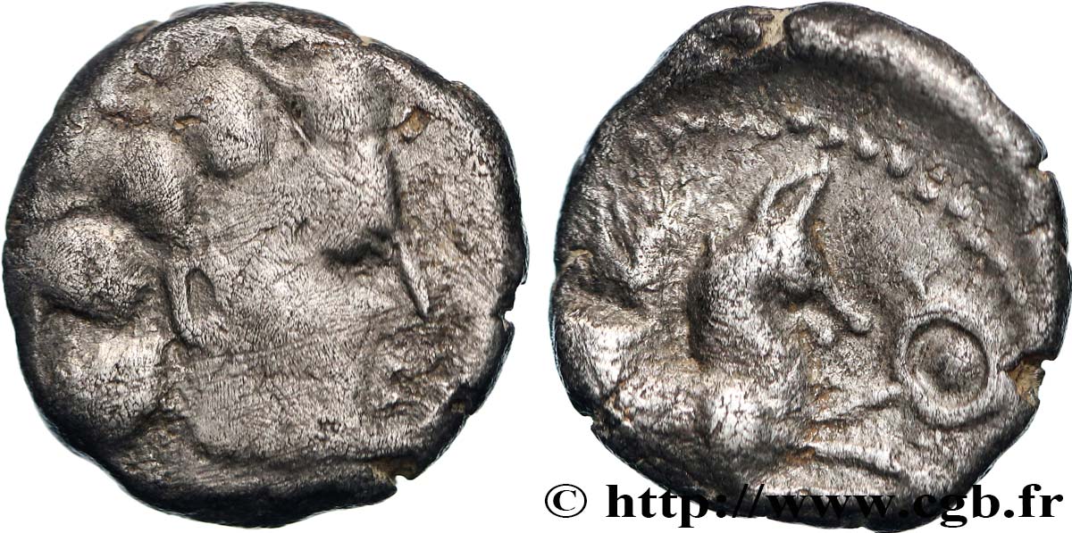 EDUENS, ÆDUI (BIBRACTE, Area of the Mont-Beuvray) Denier à la lyre XF