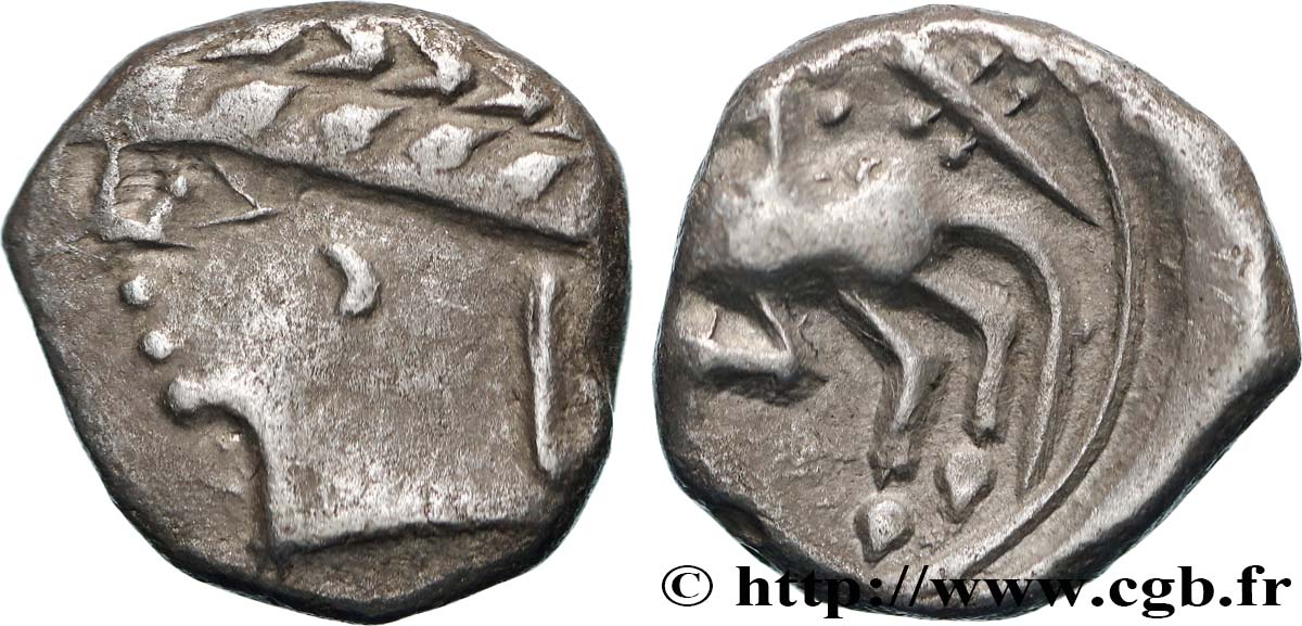 GALLIA - ALLOBROGES (Area of the Dauphiny) Denier au cheval galopant et au “caducée” AU