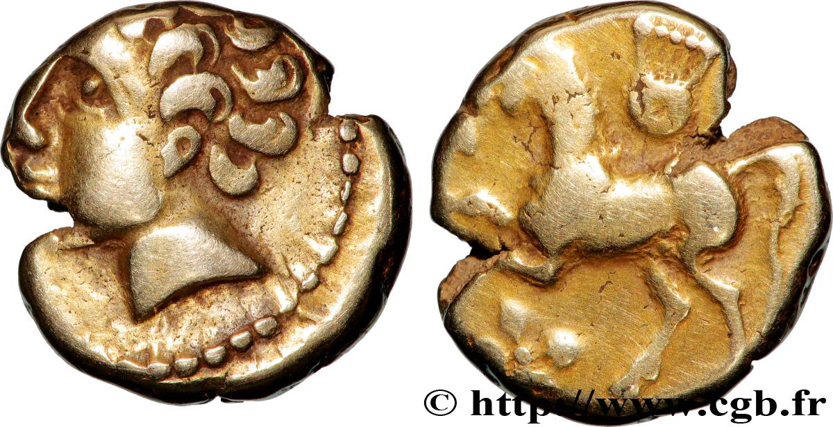 GALLIEN - ARVERNI (Region die Clermont-Ferrand) Statère d’or à la lyre et au fleuron, type CAS fVZ/SS