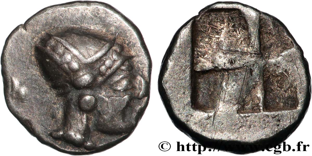 MASSALIA - MARSEILLE Hémiobole au bonnet perlé, tête à droite, du type du trésor d’Auriol TTB+