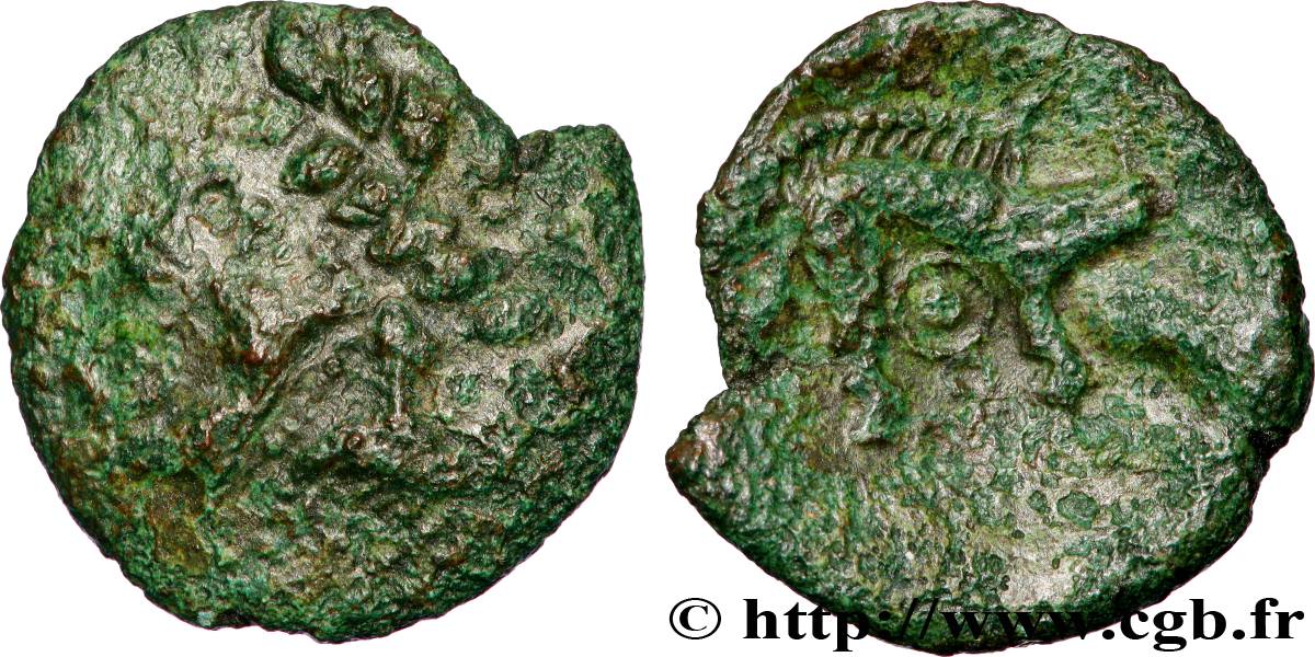 AULERQUES ÉBUROVICES (Région d Évreux) Bronze aux animaux affrontés TB/TTB
