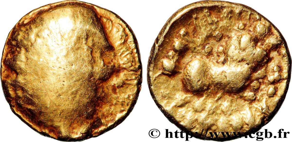 EDUENS, ÆDUI / ARVERNI, UNSPECIFIED Quart de statère au bige VF/VF