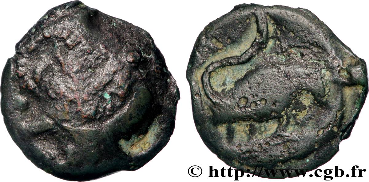 GALLIA - BITURIGES CUBI (Area of Bourges) Potin au taureau chargeant VF/XF