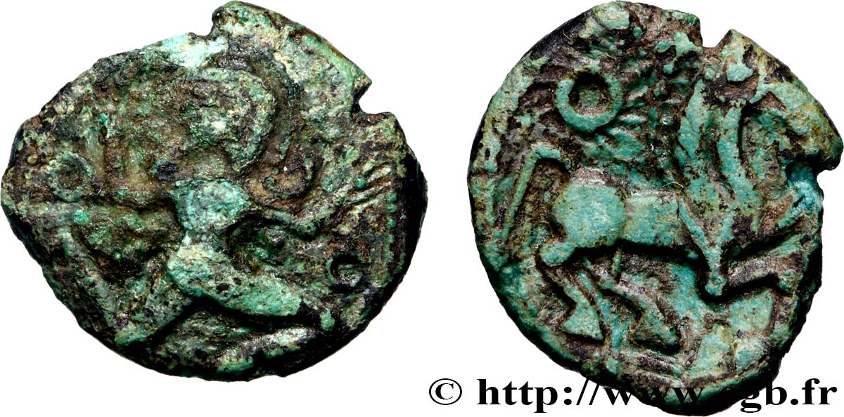 BELLOVAQUES (Région de Beauvais) Bronze au personnage courant, à l’astre TB+/TTB