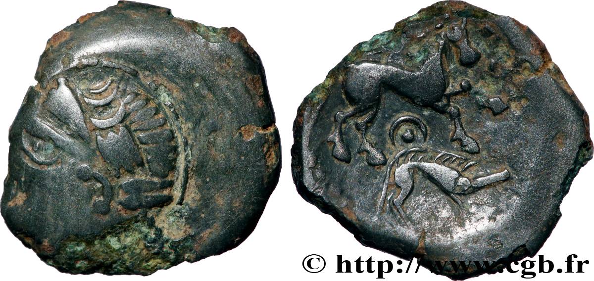 AULERQUES ÉBUROVICES (Région d Évreux) Bronze au cheval et au sanglier TB+/TTB