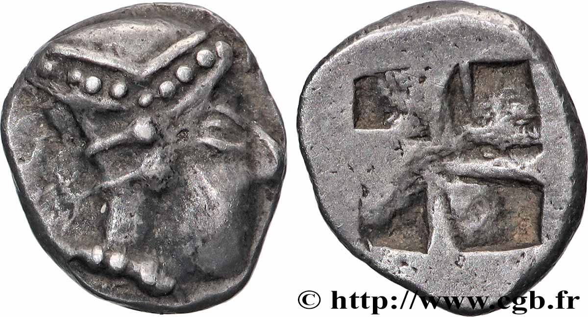 MASSALIA - MARSEILLE Hémiobole au bonnet perlé, tête à droite, du trésor d’Auriol SUP