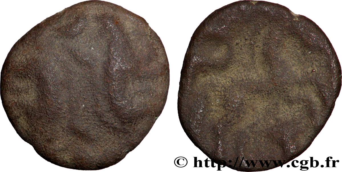 GALLIA BELGICA - AMBIANI (Area of Amiens) Bronze aux sangliers affrontés VF