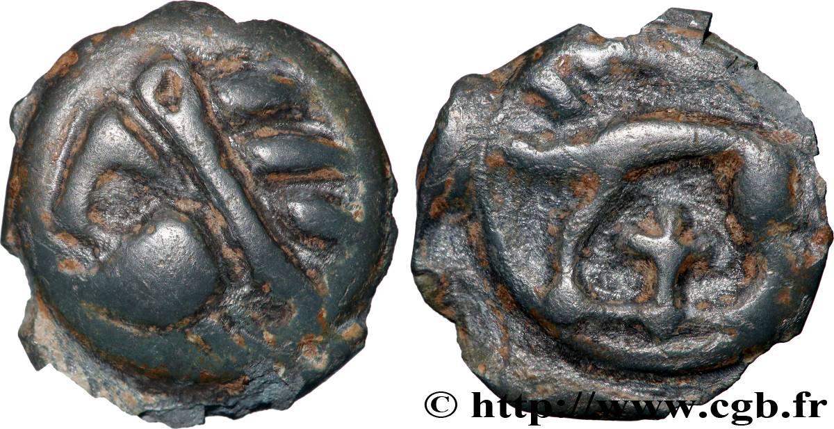 LEUQUES (Région de Toul) Potin à la tête d’indien, classe Ij/h TTB+