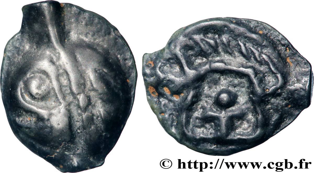 LEUQUES (Région de Toul) Potin à la tête d’indien, classe Ij/h TTB/TTB+